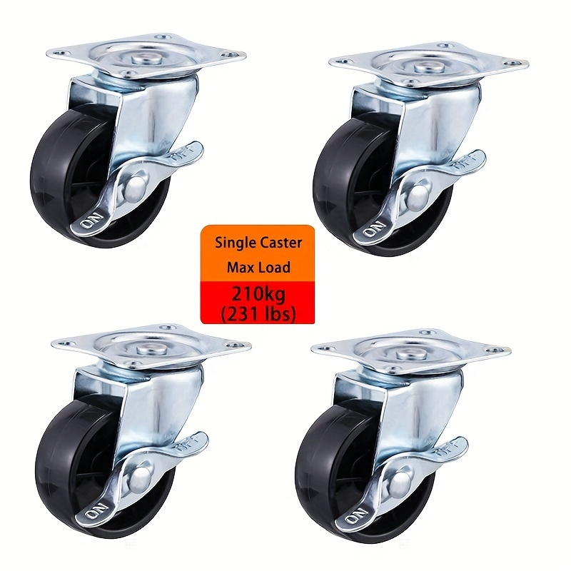 Heavy Equipment Tires - 4 Stück 2-Zoll-Schwerlast-Lenkrollen mit Bremse, mattes